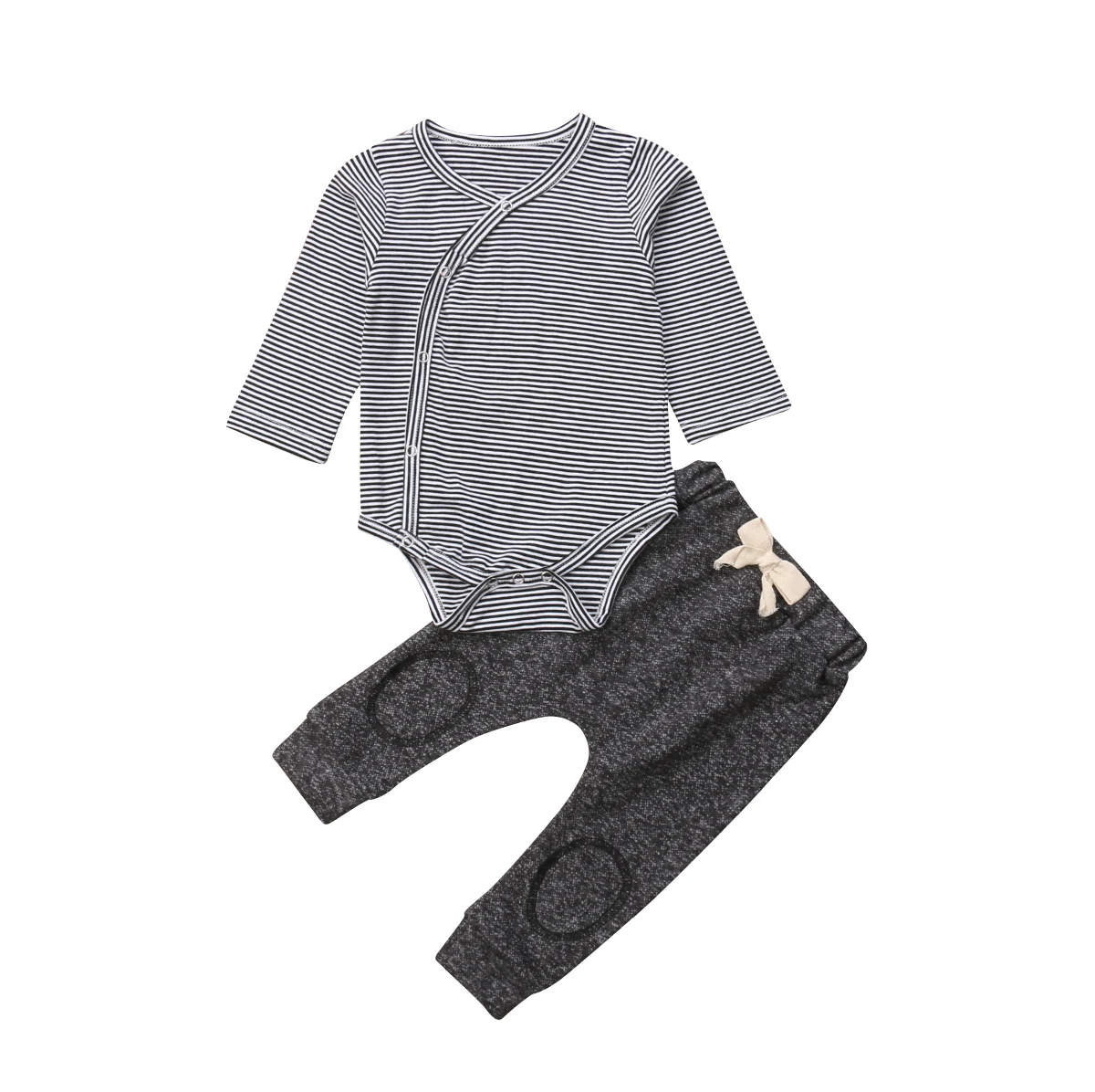 Newborn Kids Baby Clothes Sets Fall Girls Boys Stripe Bodysuits+Pants 2Pcs Outfits Set Cute Toddler Suits 0-24M | Детская одежда и
