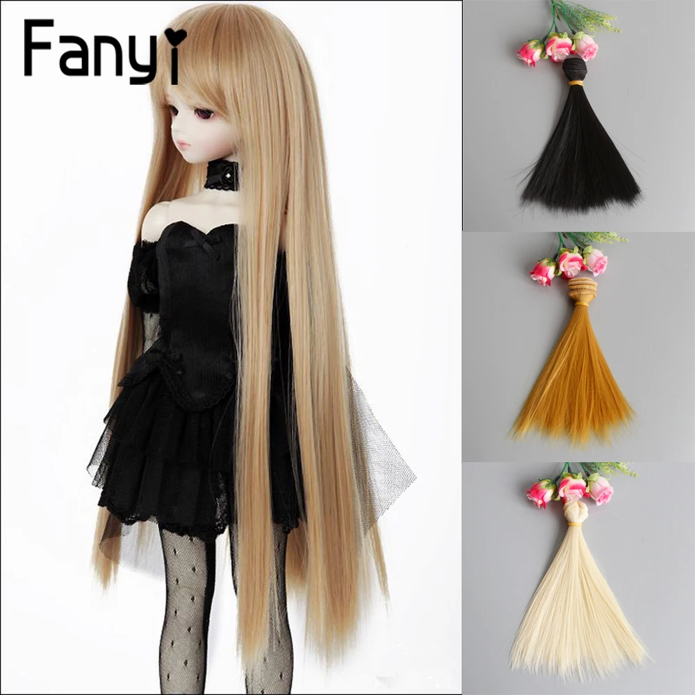 Fanyi 15 см * 100 длинные прямые высокотемпературные волокна BJD SD парики DIY Волосы для