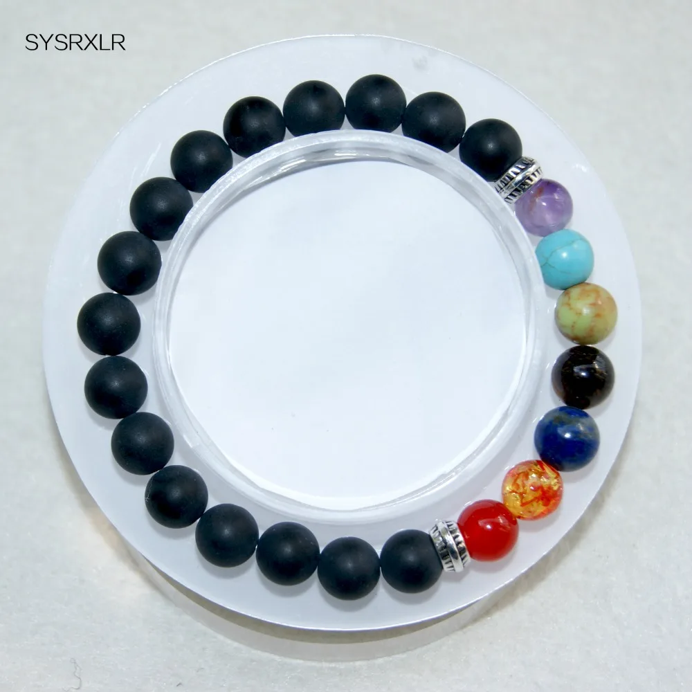 Оптовая продажа харизма черные бусины из натурального камня 7 чакр балансирующие