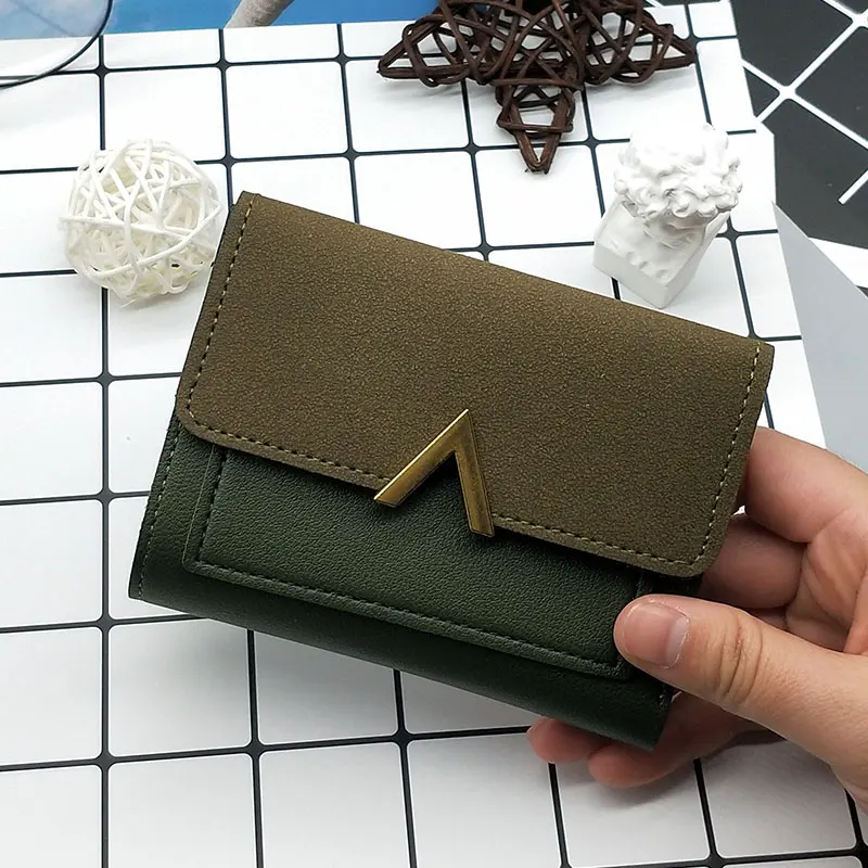 Green Маленький брендовый женский кошелек MINOFIOUS из матовой кожи, Мини женские кошельки из искусственной кожи, короткий кошелек с надписью, мини-кошелек для кредитных карт - Цвет: Green