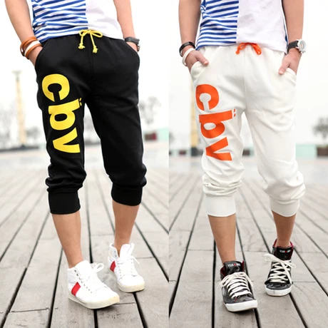 Men's clothing sports capris cbv letter slim casual sports pants male knee  length trousers - купить по выгодной цене | AliExpress