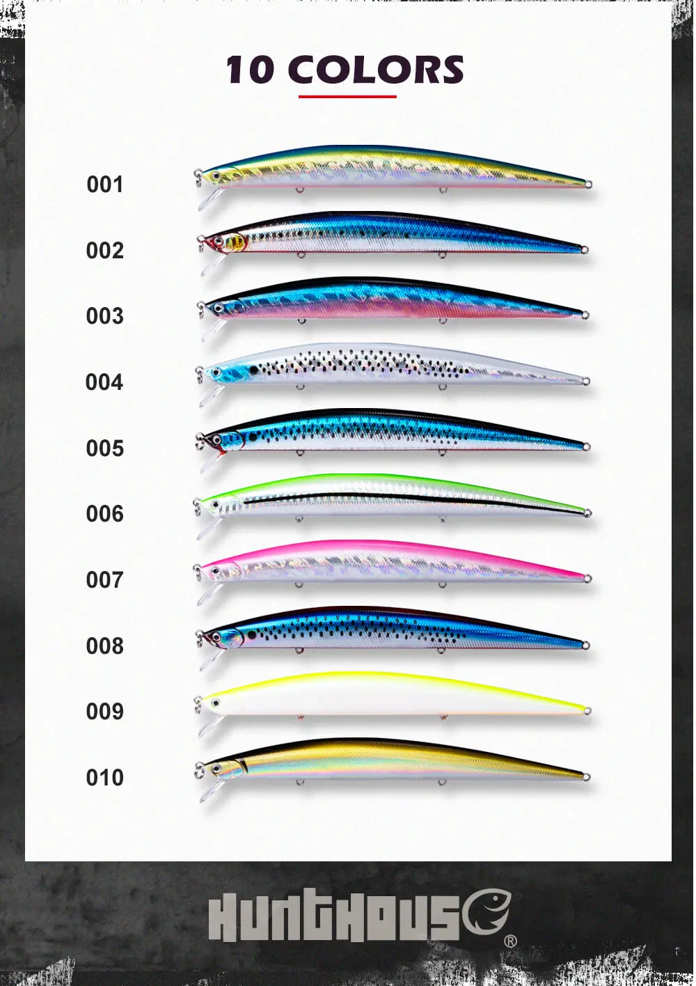 Hunthouse Tide Slim Minnow flyer175 плавающая жесткая приманка для рыбалки Морская рыбалка 175 мм 25 г 3D глаза ABS пластик для морской щуки