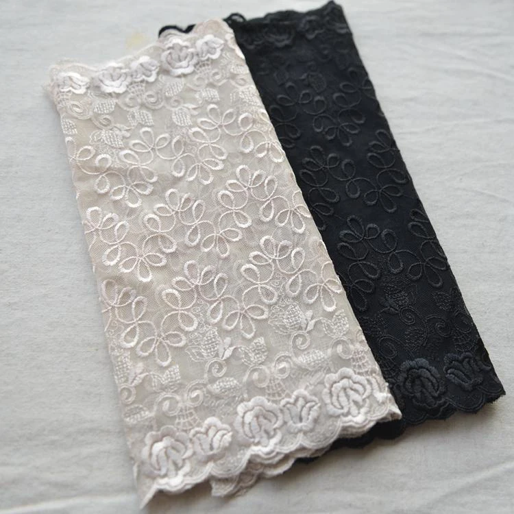 1M/lot Width 34cm exquisite black skin color embroidery mesh lace widened skirt swing baby clothes accessories SC230 | Дом и сад