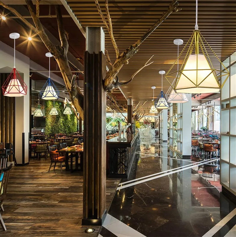 Современный черный birdcage подвесные светильники Утюг минималистский ретро свет