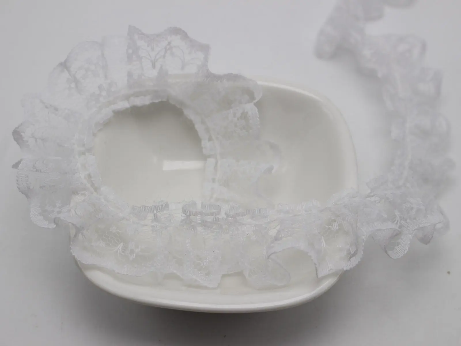 Белая кружевная лента с оборками 5 метров 23 мм для шитья свадьбы рукоделия|lace trim