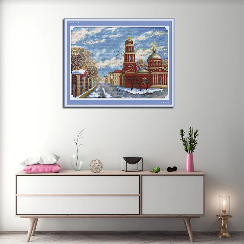 NKF новый комплект вышивки крестом Зима в России рукоделие DMC 11/14 CT DIY ручной работы