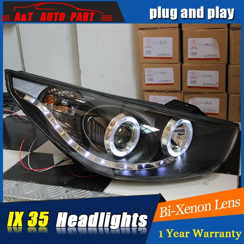 Автомобильный Стайлинг для Hyundai IX35 TUCSON светодиодные фары 2010-2015 drl H7 hid