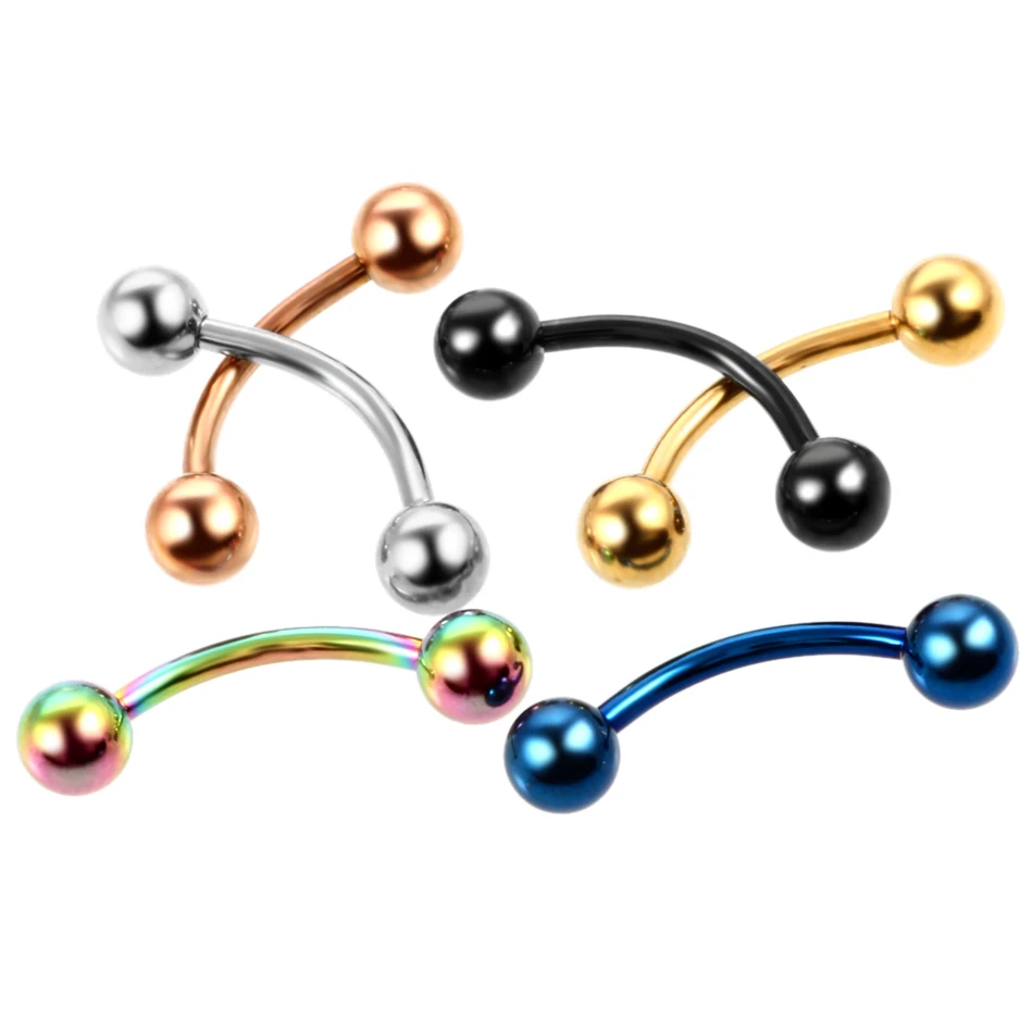 1 Pair Surgical Steel Eyebrow Piercing Pircing Curved Barbell Banana Piercings Body Jewelry Bijoux Earlets | Украшения и