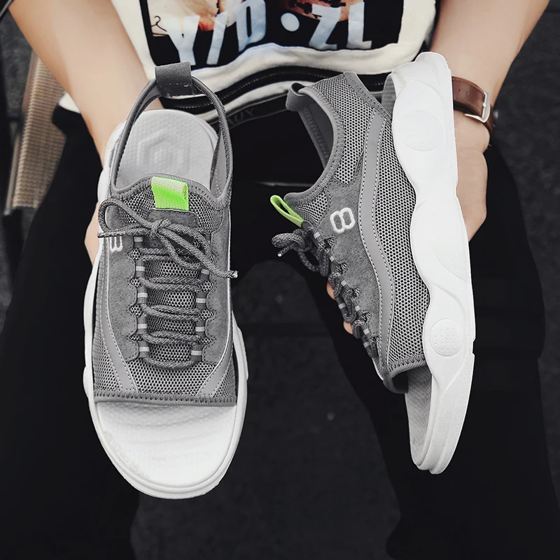 Летние мужские сандалии; дышащая повседневная легкая обувь; удобные мужские пляжные сандалии для плавания