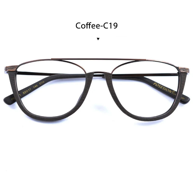 Coffee-C19 Posesion, деревянные оправы для очков для мужчин, медная оправа для близорукости, оправы для очков по рецепту, оптические очки oculos de grau - Цвет оправы: Coffee-C19