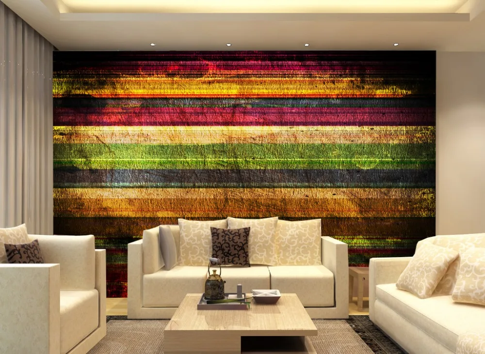 

[Self-Adhesive] 3D Popular Retro Color Wooden Board 8 Wall Paper mural Wall Print Decal Wall Murals