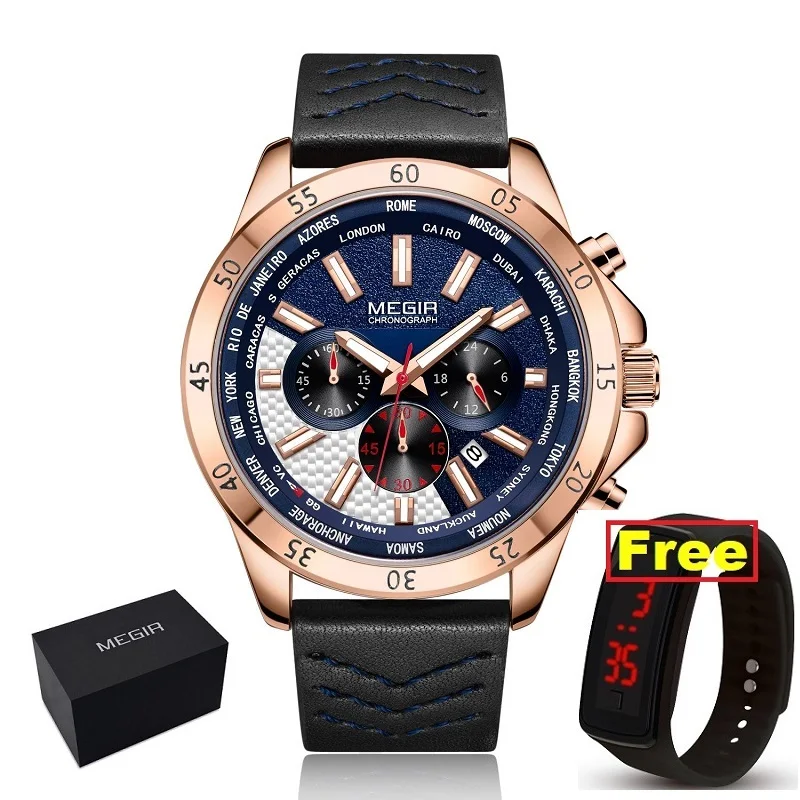 Erkek Kol Saati MEGIR Watch Men Fashion Sport Quartz Mens Watches Top Brand Luxury Military Relogio Masculino Zegarek Mesk | Наручные