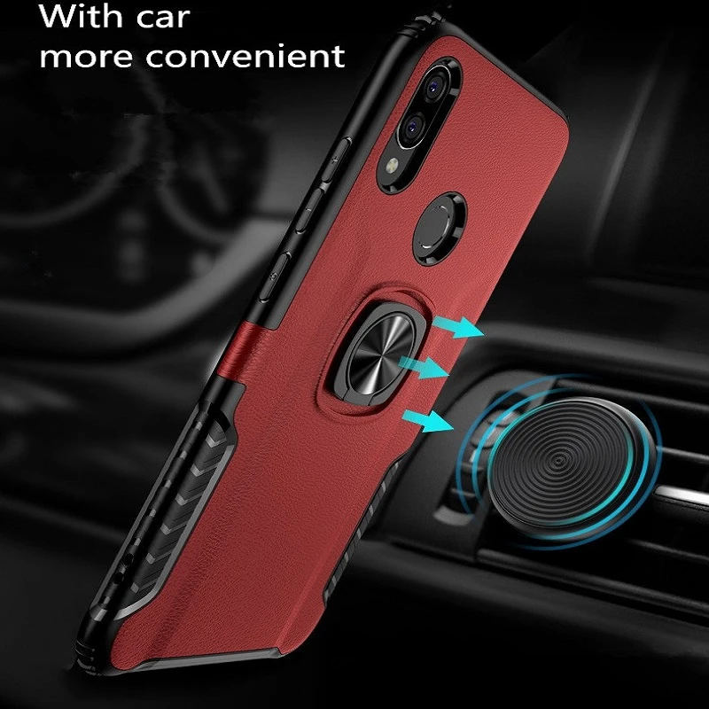 Чехол для телефона Xiaomi Redmi Note 7 Pro роскошное магнитное кольцо с текстурой кожи
