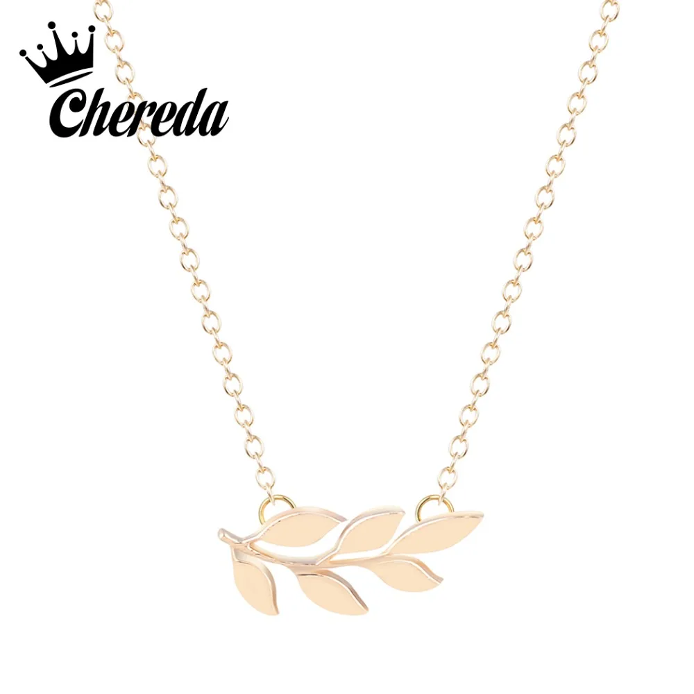 

Chereda Simple Leaf Pendant Necklace For Women Fashion Geometric Long Choker Collier Femme Gifts Gold Party Jewelry