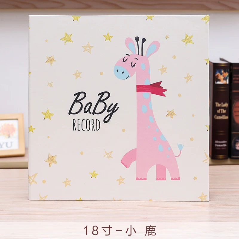 18 inch Leather cover baby infant children growth record DIY photo album 12 inch 18 inch this newborn paste type family photo album - Цвет: 18 inch