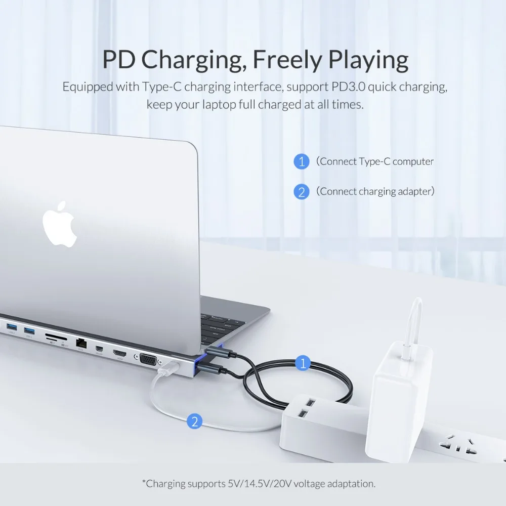 Usb концентратор ORICO с разъемом 10 в 1 Type C для нескольких USB 3 0 HDMI совместимый адаптер
