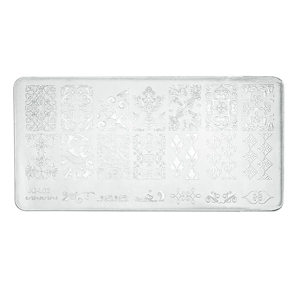 Пластины для дизайна ногтей шаблон окрашенный стальной кружевной цветок и птица