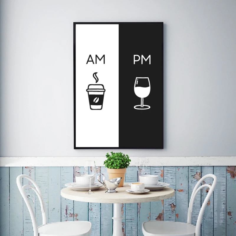 Am Coffee PM винный знак с рисунком рандомный домашний Настенный декор кофе и вино