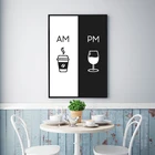 Am Coffee PM винный знак с рисунком рандомный домашний Настенный декор кофе и вино искусство на холсте картина на стену украшение