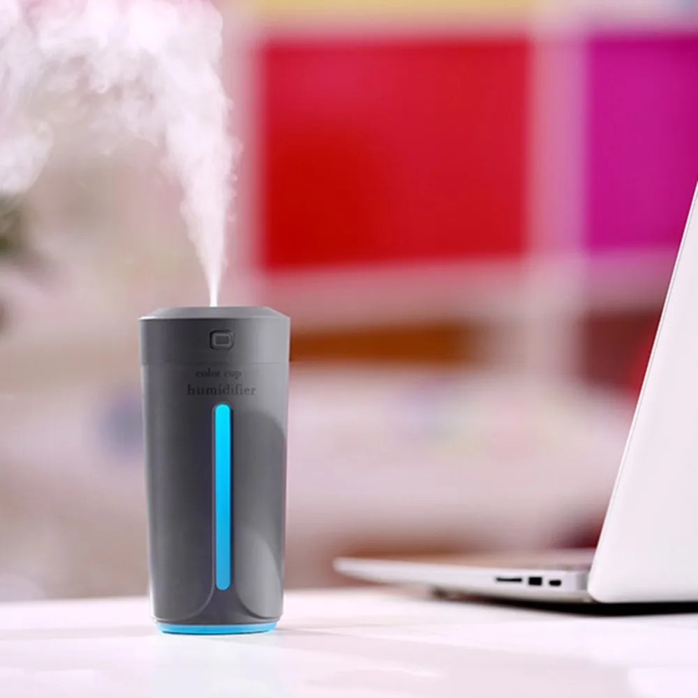 Мини увлажнитель воздуха в форме чашки с usb зарядкой бесшумный Красочный ночник