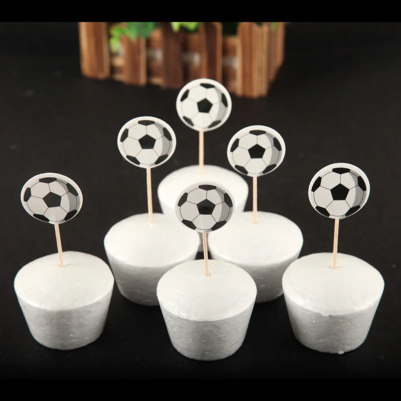 

24pcs Football Cake Hat Sport Boys Party Cupcake Toppers Picks Kids Birthday Family Party Decoration Supplies
