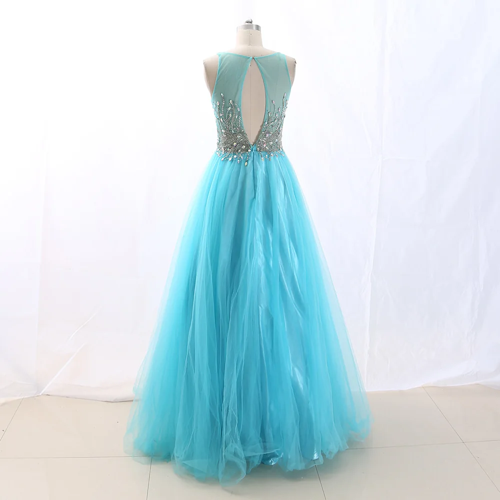 MACloth мяч водный платье совок шеи длиной до пола Длинные хрустальные тюлевые