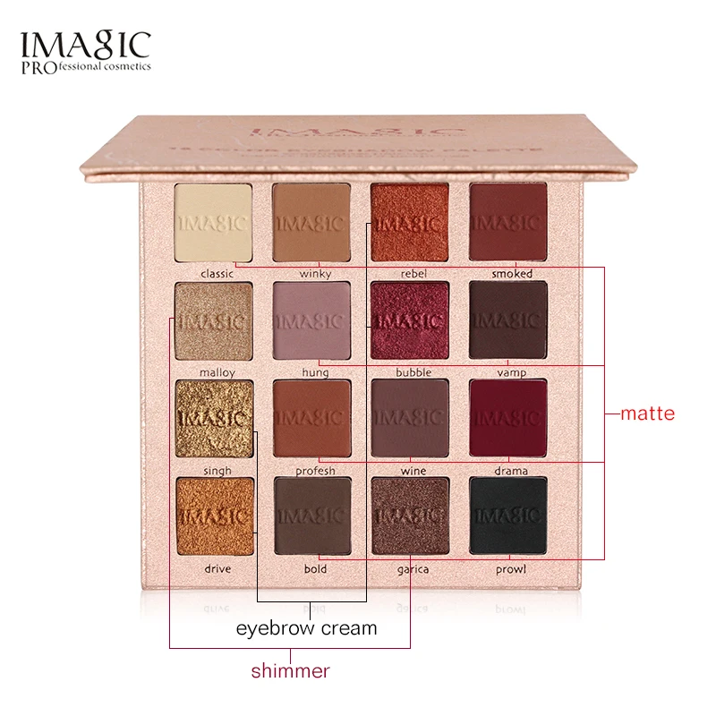 IMAGIC Shimmer eye shadow 16 цветов Алмазные тени для век матовые maquiagem теплый Пигмент Макияж Набор тени для век палитра для макияжа