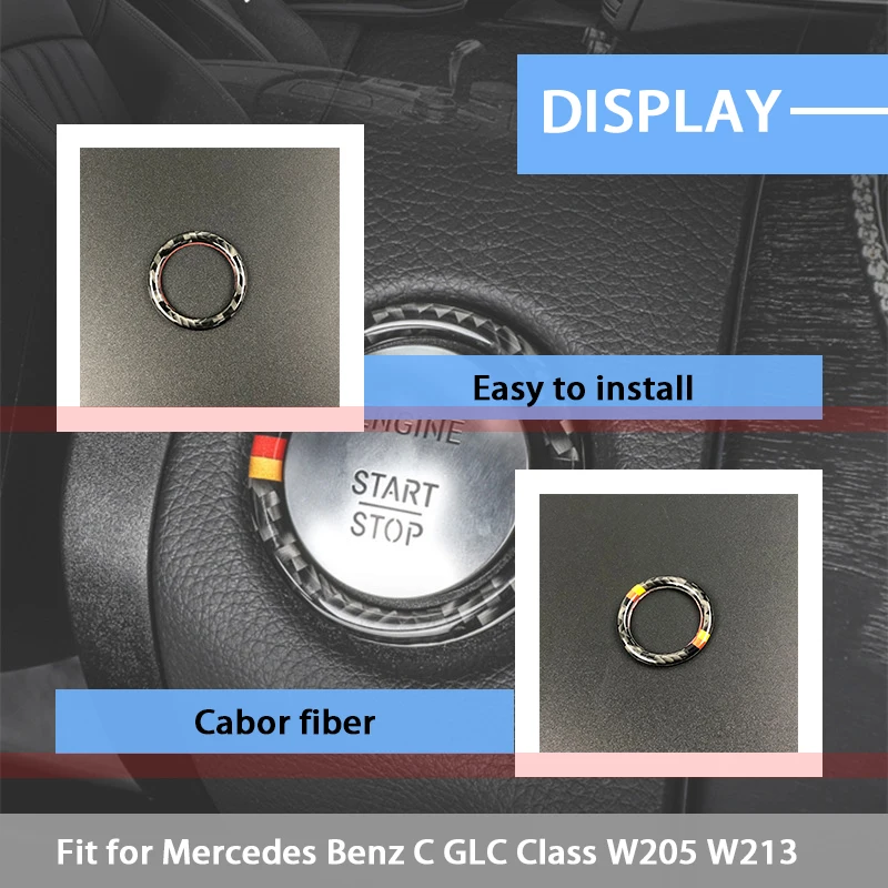 Стильные 3D наклейки Backar для Mercedes W205 W213 Benz C E GLC Class AMG кольца ключей зажигания