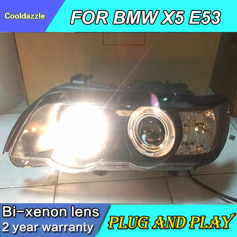 Для BMW X5 E53 светодиодные фары ангельские глазки 1999 2000 2001 2002 2003 года с комплектом HID