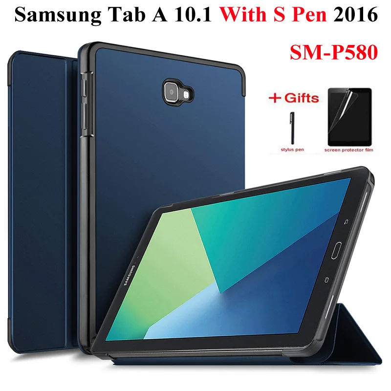 Умный чехол из искусственной кожи для Samsung Galaxy Tab A A6 с S Pen 10 1 2016 ручка + пленка