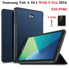 Умный чехол из искусственной кожи для Samsung Galaxy Tab A A6 с S Pen 10,1 2016, чехол для Tab A 10,1 S, чехол-ручка + пленка + ручка