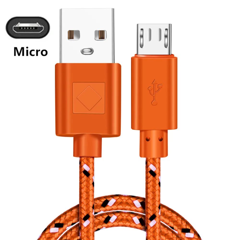 Orange Micro Олаф нейлоновый Плетеный Micro USB кабель синхронизации данных USB зарядное устройство кабель для samsung HTC, Huawei, Xiaomi телефона Android кабели быстрой зарядки - Цвет: Orange Micro