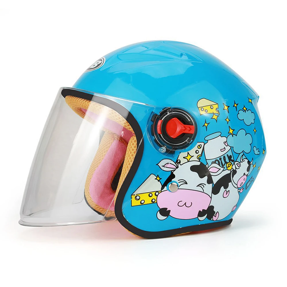 Новый детский мотоциклетный шлем с мультяшным принтом легкий для детей удобный