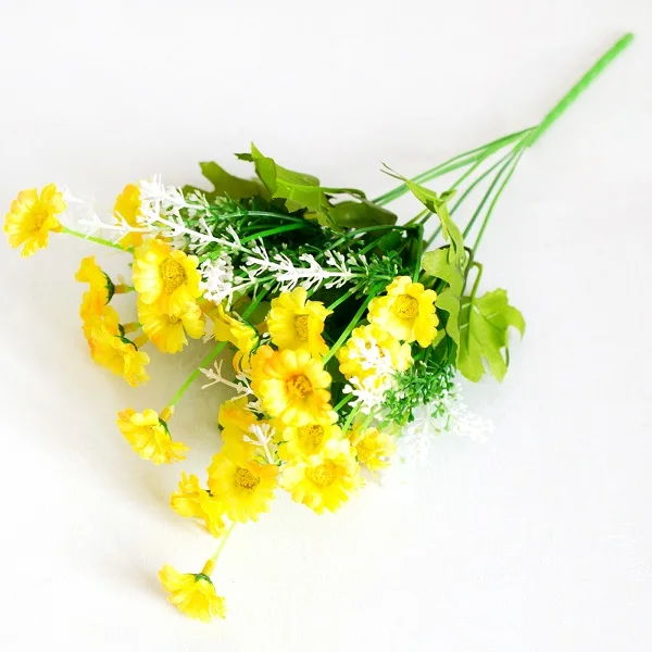 Yelow 35 см искусственные цветы ромашки DIY свадебный дорожный свинцовый букет домашний стол декор в горшках Cymbidium ромашки вечерние товары для дома - Цвет: Yelow