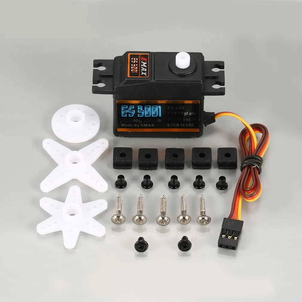 4 шт. EMAX аналоговые Пластик Шестерни Servo ES3001 8 V 6 2 кг 0 17/0 14 s/60 градусов для