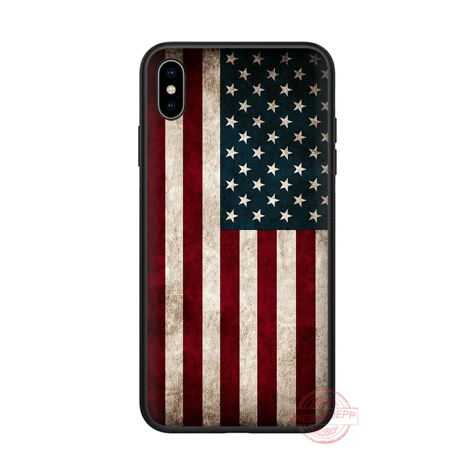 WEBBEDEPP Мягкий силиконовый чехол для телефона с американским флагом iPhone 5 6 7 8 Plus X XS XR