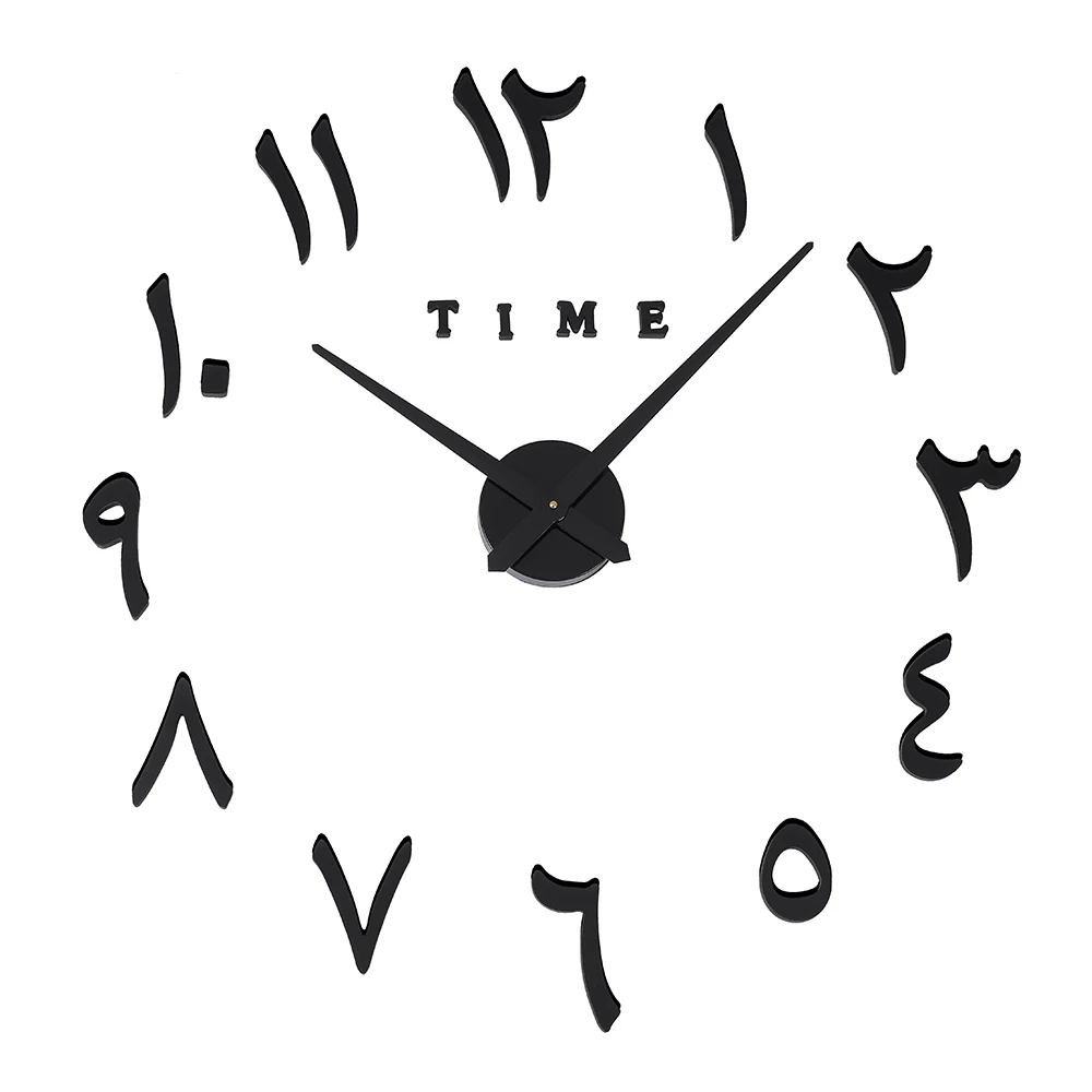 Светящиеся модные часы настенные часы Horloge 3d Diy акриловые зеркальные наклейки украшение дома гостиная кварцевые иглы - Цвет: wall clock black