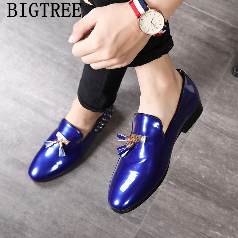 Лаковая кожа с заклепками обувь для вечеринок Для мужчин классический кисточкой
