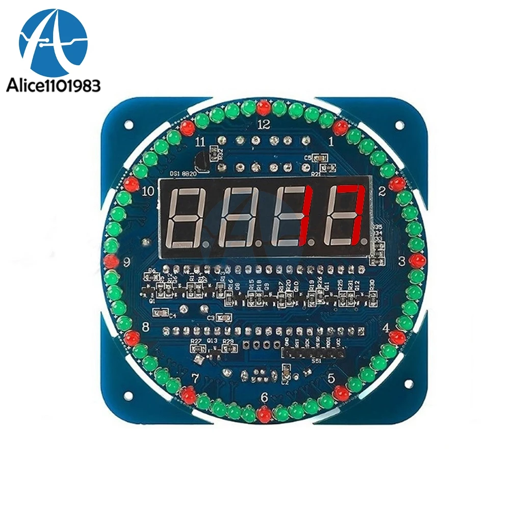 Assembb светодиодный цифровой набор часов DS1302 вращающиеся электронные цифровые