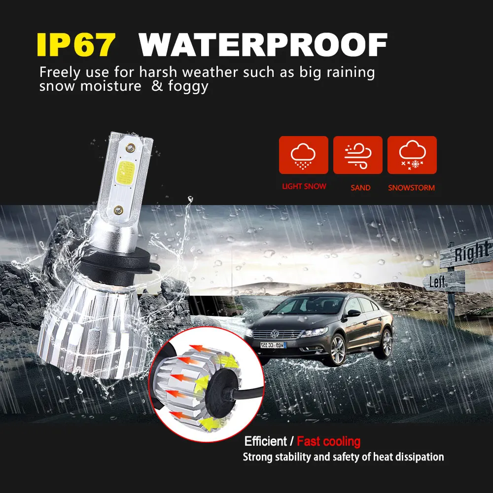 H4 H7 Led автомобилей головной светильник 4300K 6500K 12V авто фары лампы H1 H3 H8 H9 H11 HB3 HB4 9005 9006