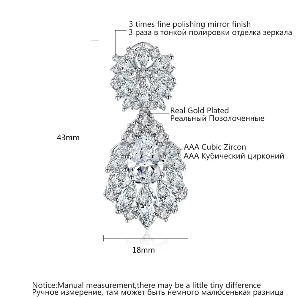 Роскошные серьги LUOTEEMI из кубического циркония свадебные капли для невесты