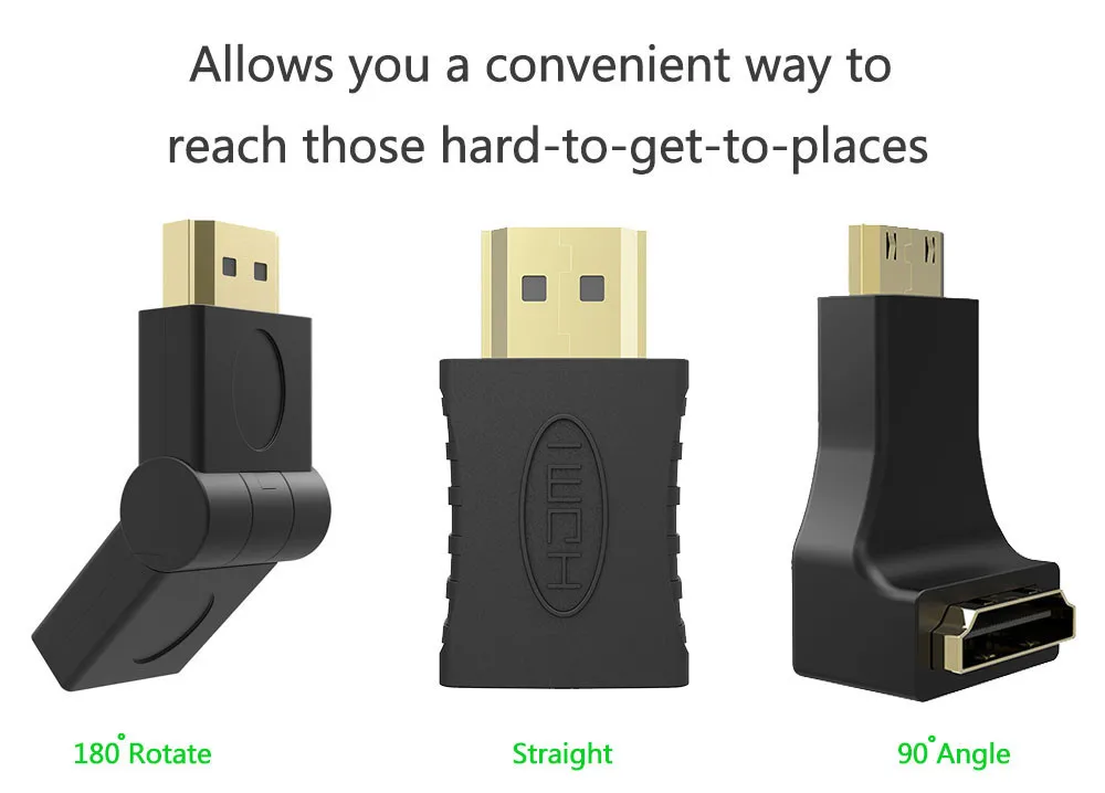 Robotsky HDMI Мужской к HDMI Женский кабель адаптер конвертер под прямым углом 180 градусов вращающийся удлинитель для 3D 1080P HDTV xbox PS3 DVD
