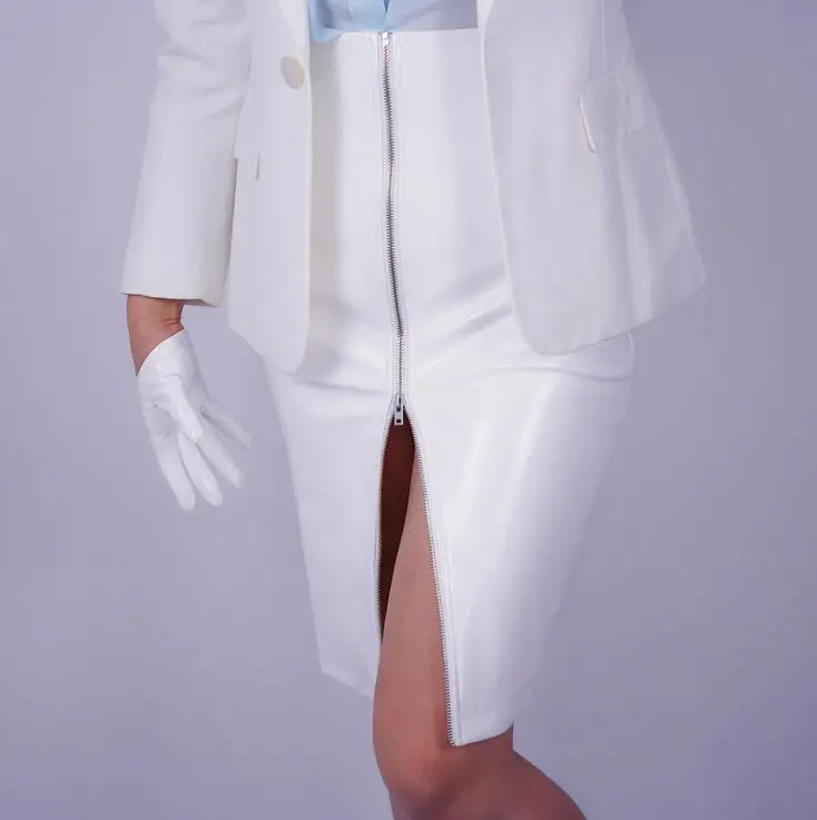 Женская модная облегающая черная юбка из искусственной кожи с высокой талией