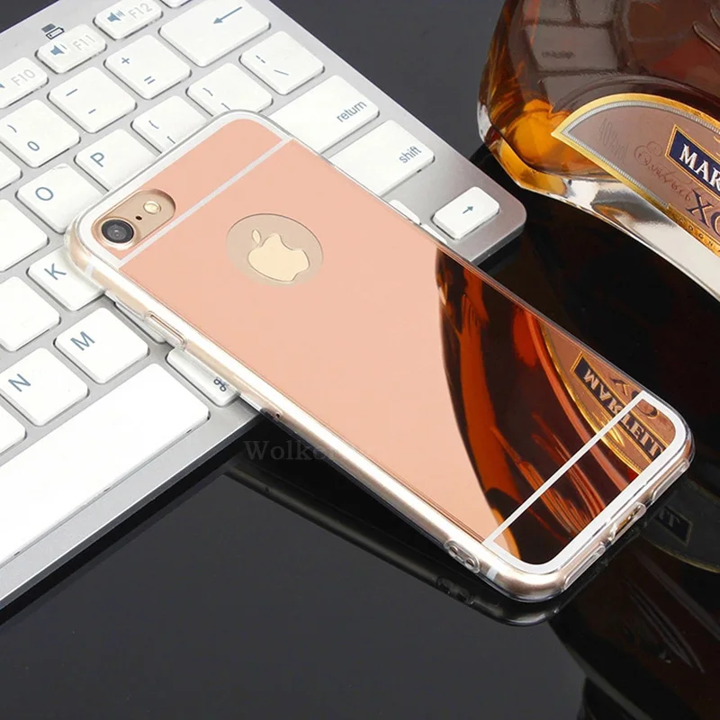 Роскошный чехол с зеркалом для iPhone 7 8 6 6S Plus 5S SE 8 X XS MAX Мягкий Прозрачный Силикон ТПУ чехол для iPhone 6 X S чехол из розового золота