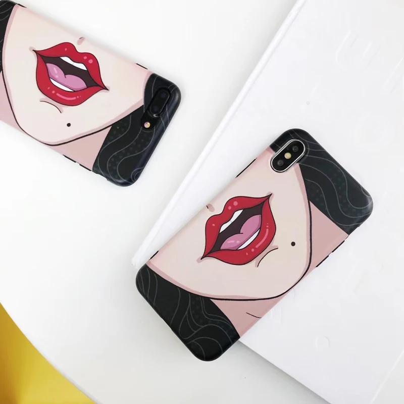 Phone Case Accessories Cover For iPhone 6 6s 7 8 plus x Sexy Girl red Lips Silicone Back for XS XR XSMAX case |