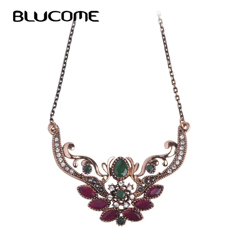 Женский кулон в виде короны Blucome винтажное тонкое ожерелье из красной смолы