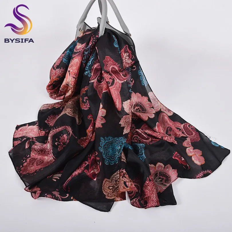 Ультрамодный весенне-осенний шелковый шарф,, женский длинный шарф, накидка, Модный дизайн, оранжевый Шелковый шарф тутового цвета, глушитель - Цвет: black pink