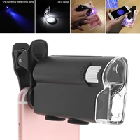 portable magnifier 60 100x adjustable microscope with cell phone clip pocket magnifying glass led uv light for jewelry gem
