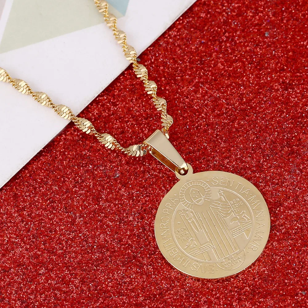 Католический патрон Святого Бенедикта нурсии Священная медаль кулон ювелирные