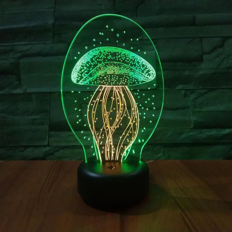 Медузы led 3d Красочный ночник креативный визуальный Acrylique Usb Светодиодная лампа